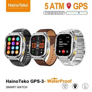 Haino Teko  GPS-3 Smart Watch - Premium AMOLED Display, Built-in GPS & Compass, 5ATM Waterproof, 20-Day Battery Life, BT Calling - Includes 3 Pairs of Straps