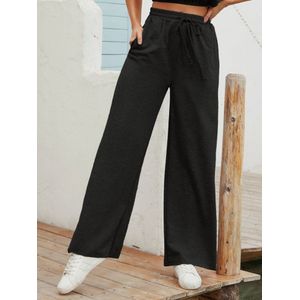 Elainilye Fashion Women's High Waist Sweatpants Casual Elastic Waist  Drawstring Pants With Multi-Pockets Baggy Trousers Pants Sweatpants 