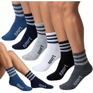 Fg Men's multi-colored sports socks, spandex material, striped, 12 pieces