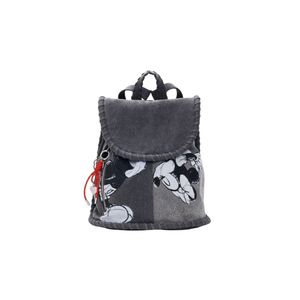 Desigual Medium backpack with denim fabric flap with Mickey Mous