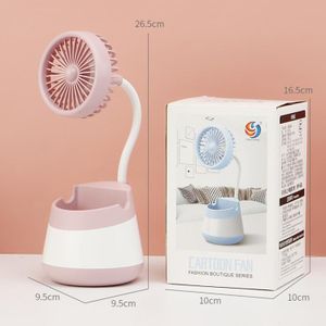 Portable Desktop Charging Fan with Pen Holder and Phone Holder Function 