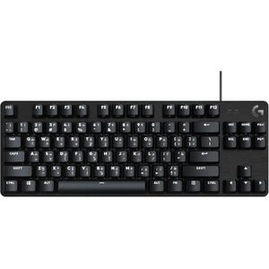 Logitech 413 TKL SE Mechanical Gaming Keyboard, PBT Keycaps, White Backlight, Anti-Ghosting, Wired USB, Black
