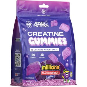Creatine Gummies - 3000mg Creatine Monohydrate per Serving - 80 Chewable Vegan Gummies for Strength, Power & Recovery (20 Servings) (Blackcurrant Millions)