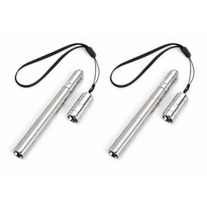 عرض خاص: طقم كشاف قلم طبي محمول (2 قطعة) - إضاءة LED قوية - فضي.