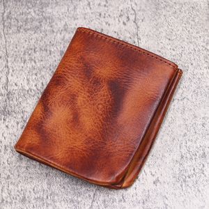 MANBANG Mens Wallet Zipper Genuine Leather RFID Card Holders Cowhide Zip Coin Pocket Bifold Wallets for Men