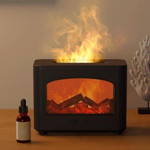 مرطب هواء وفواحة عطور بتصميم مدفأة نار وهمية ثلاثية الأبعاد، سعة 240 مل، إضاءة لهب واقعية مع تأثيرات حطب، ترطيب هادئ جداً (10-30 ديسيبل)، تشغيل بمنفذ Type-C، مثالي لغرفة النوم والمكتب