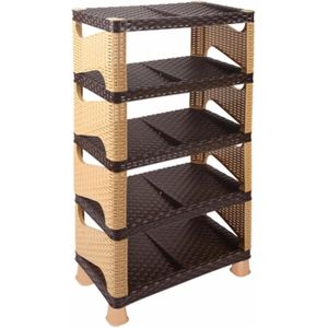 Al-Rahma 00232122 Shoe Organizer Shoe Cabinet Durg Rattan Plastic 5 Doors, Size 31 D * 48 W * 100 H cm, Multi Color