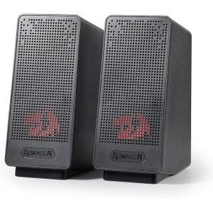 Redragon مكبر صوت للألعاب GS513 2.0 مع صوت باس وإضاءة خلفية حمراء يعمل بمنفذ USB مع كابل 3.5 ملم من ريد را.جون