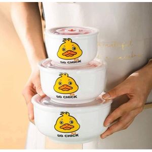 DD CHICK طقم علب للتخزين في الثلاجة، 3 قطع متعددة المقاسات مع أغطية سيليكون محكمة، مناسبة للميكروويف والفرن وغسالة الأطباق، 10-15 سم