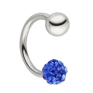 3Diamonds 1Piece Crystal Round ball Ear Hoop Earring Blue Color For Women