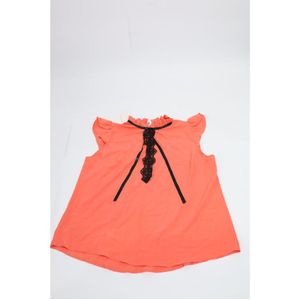 M Sou Orange Blouse Back Button Closure short Sleeves-3xl