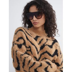 LC Waikiki Funnel Neck Leopard Print Women's Knitwear Tunic