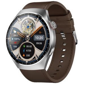 oteeto Smart Watch WATCH 4 PRO with 1.43 Inch AMOLED Display, Bluetooth Smart Calling, 100+ Sports Modes, Health Tracking, and Elegant Black Leather Strap for Men