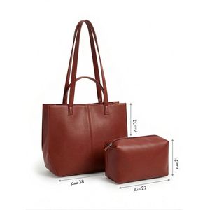 vbranda طقم حقيبة يد نسائية (Tote Bag) بتصميم عصري بسيط، يجمع بين العملية والأناقة.لBA-65-نبيتى