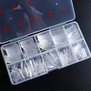 500 قطعة أطراف أظافر صناعية أكريليك فرنسية نصف، سطح مستوٍ، بتصميم منحني C للفن الطبيعي