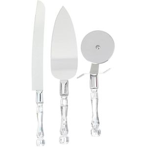 طقم قطاعات بيتزا، 3 قطع - فضي