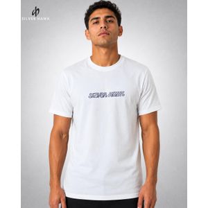 Silver Hawk Men 100% Cotton Printed T-Shirt Slim Fit - Off-White