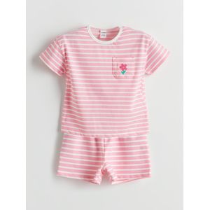 LC Waikiki Floral Striped Girl's T-Shirt And Shorts 2 Pack