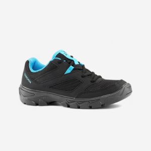Decathlon حذاء برقبة للمشي لمسافات طويلة مقاس 35 - 38 برباط للأطفال - أسود