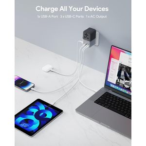 Aukey Universal Adapter with 100W PD 3C1A PA-TA09A-GY