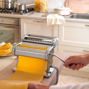 Andalus Large Stainless Steel Noodle Maker Manual Noodle Maker Heavy Duty Steel Body Manual Pulley Wooden Handle Cutter for Lasanga Fettuccine Silver 251214