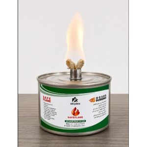 عبوة وقود تسخين الطعام Safe Flame (12 عبوة) - يدوم حتى 6 ساعات - سخان طعام لأطباق التسخين ومجموعات البوفيه - وقود سائل آمن قابل لإعادة الاستخدام مع فتيل وفتاحة غطاء