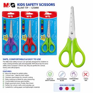 M&G Chenguang Kids Safety Scissors 125mm with Blunt Tip and Ruler Marking Blade – Assorted Colors - 1pcs - No: ASS913BE