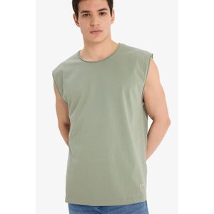 Defacto 100% Cotton Boxy Fit Crew Neck Basic Tank Top