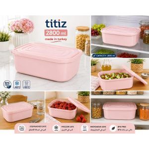 Titiz Rectangular Food Storage Container with Lid – Mint Green - 2800ml