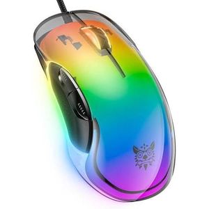 Onikuma CW925 Gaming Mouse, RGB Backlight, 12800 DPI, Lightweight, Transparent Black