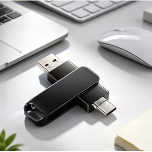 High-Speed Metal Flash Drive 360-Degree Rotating 2-In-1 USB Flash Drive with Capacity of 512MB. Suitable for USB And Type-C Dual-Interface Memory Sticks of Smartphones And Computers Portable Storage Devices