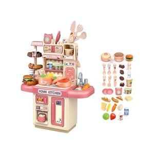 Kids Kitchen Toy Set, Toy Kitchen Playset with Pressure Pot Pan Kitchen Utensil Holder Knife Block Toy Kitchen Knives Cutlery Vegetables Accessories Play Food