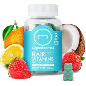 SugarBear Pro Hair Vitamins Gummies 32 Gummies 32 Servings - Advanced Hair Growth, Strength & Beauty Support Matrix - Vegan & Gluten-Free