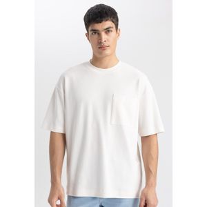 Defacto Man Oversize Fit Short Sleeve T-Shirt - ECRU