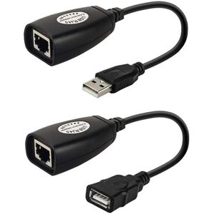 محول USB إلى ار جيه 45 عبر كابل تمديد كات 5/5e/6، مجموعة محول ار جيه 45، كابل محول شبكة محلية سلكية للاستخدام مع كاميرات USB والطابعات وكاميرات الويب والكيبورد ووصلات الماوس والمزيد