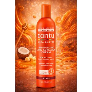 Cantu كانتو كريم تنشيط الكيرلي بزبدة الشيا لترطيب عميق، تحديد التموجات، تقليل الهيشان ولمعان بثبات خفيف للشعر الكيرلي والمجعد – 355 مل