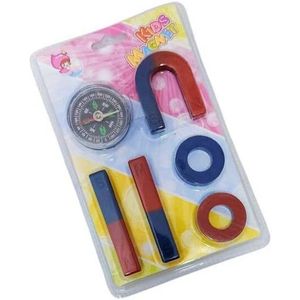 Educational Kids Magnet Set, Includes Horseshoe Magnets, Discs and Compass, Multicolor