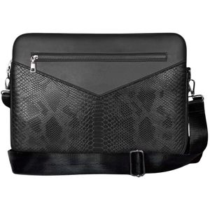 Dipelle  Premium Cobra PU Leather Laptop Sleeve with Front Zipper Pocket and Adjustable Strap  compatible with all devices measuring 14-14.6 inches (Black, 14.6)