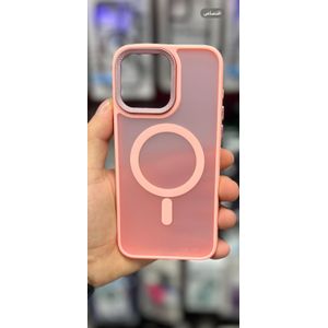 جراب حماية خلفي رفيع شبه شفاف مطفي مضاد للصدمات بحماية قصوى من السقوط متوافق مع شاحن ماج سيف لموبايل ايفون 12 برو ماكس وردي ، سيليكون