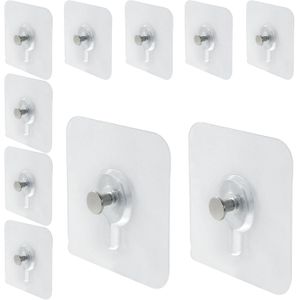10 Pcs Wall Hangers Without Nails, 60 x 60 mm Picture Hangers Without Nails Adhesive Screws, Waterproof Nailless Wall Hooks for Bathroom, Kitchen, Home and Office to Hang Mirror, Photo, Key