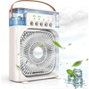 Small portable desktop air cooling fan from Nano Shop with USB Type-C port, 3 speeds, and LED light for small spaces - multiple colors