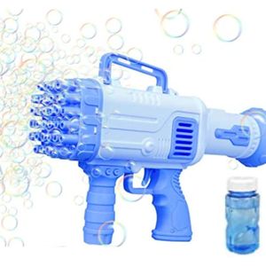 KIDSWAY Plastic Bubble Maker 32 Holes Bubble Gun & Fan, Big Size, Machine with Bubble Solution, Bubble Makers for Kids. (Assorted Colors)