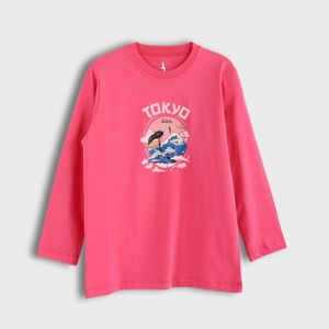 Andora Cotton Printed T-Shirt - Fuchsia