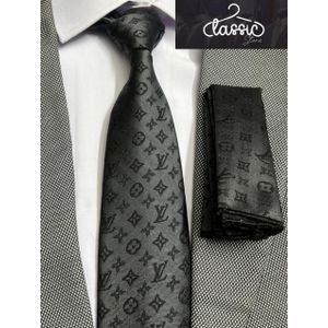 Classic ربطة عنق رجالى مستوردة تركى لوى فيتون معها منديل حجم 7سم وسط