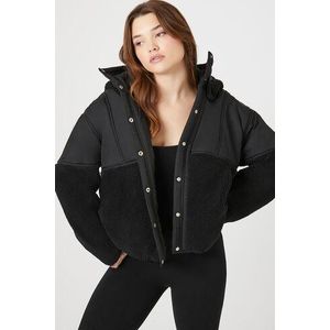 Forever 21 Hooded Faux Shearling Bomber Jacket
