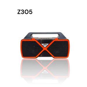 ZERO Z305 Portable Wireless Solar Powered Rechargeable Speaker with FM Radio, Big Sound, High Quality, Flashlight, Memory Card & USB Flash - Black/Orange