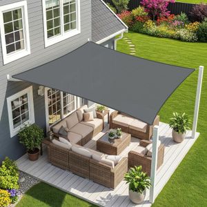 مظلة واقية من الشمس مقاومة للماء من صني لاكس، مقاس 2.5 * 3 متر، تصميم مستطيل بلون جرافيت، توفر حماية من الأشعة فوق البنفسجية للشرفات الخارجية، التعريشات، الحدائق، والبلكونات