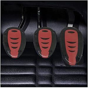 Car Pedal Cover Set Of 3 Pieces Red Black High Quality Material CS-075