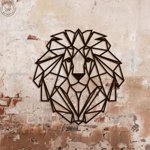 لوحة جدارية هندسية لرأس أسد