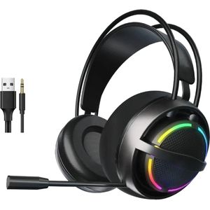 SPARK سماعة رأس سلكية للألعاب، مزودة بميكروفون مدمج، منفذ USB ومقبس صوت 3.5 ملم، لون أسود، H106